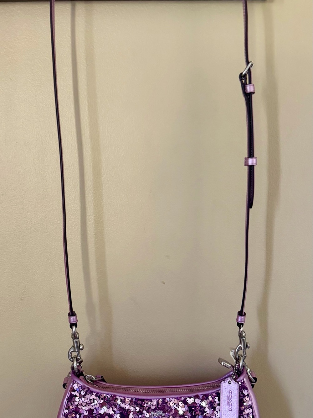 Coach Lavender Purple Sequin Mini Shoulder Bag - Picture 7 of 9
